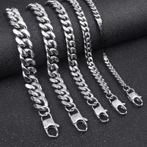 HNSP 316L Stainless Steel Cuban Link Chain Necklace For Men Jewelry Male Accessories 8MM -14MM Thick