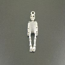 30 pcs   Silver Color Skeleton Body Skull Charm Pendants Zinc Alloy Pendant Fit Jewelry Making  39x9mm A859