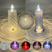 LED Electronic Flameless Candles Light Wedding Birthday Dinner Party Rose Flower Crystal Table Desk Lamp Home Decor Night Light