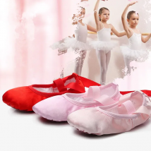 Slippers Gym Teacher Yoga Dance for Girls Children Satin Red Pink Flesh Kids Shoe with Ribbon Ballet Shoes
