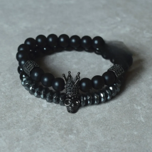 VOQ Matte Stone Beads Skull Bracelet Set Crown Men Accessories Erkek Bileklik Jewelry Mens Bracelets For Women Pulseras Mujer