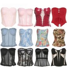 Y2K Tube Tops 2025 Summer New Sleeveless Slim Sexy Crop Tops Sweet Cute Party Club Wedding Casual High Street Women Clothing