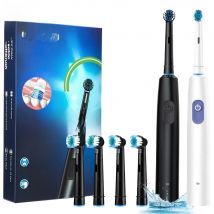 Smart Rotating Timing Electric Toothbrush, Rechargeable Rotary Toothbrush with 4 Heads, 5 Modes Setting Teeth Whitening Oral Car