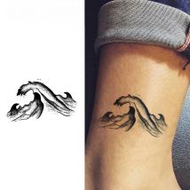 3 pcs Sea Wave Temporary Tattoo,Lasts To 15 Days New Technology Magic Waterproof Semi Permanent Sticker.