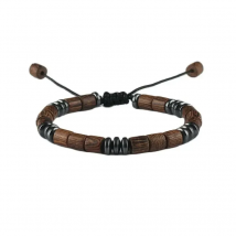 Fashion Hematite Wooden Beads Bracelet Male Handmade Braided Adjustable Leather Rope Beaded Bracelets for Men Friendship Jewelry