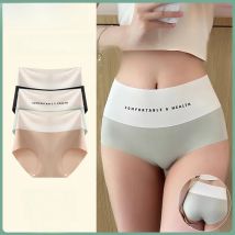 FallSweet 3PCS Seamless Panties for Woman Ice Silk Underwear High Waist Briefs Solid Comfortable Underpants Sexy Female Lingerie