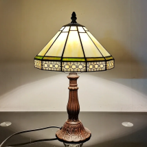 20CM Scandinavian Minimalist Geometric Mesh Small Table Lamp Tiffany Style Study Old-fashioned Glass Antique Gift Metal Base E27