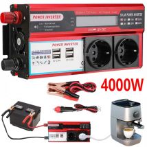 Convertidor GECOFEER inversor de corriente para coche dc 12v a ac 220v 230v inversor de coche transformador de onda sinusoidal pura convertidor pantalla lcd 4 usb