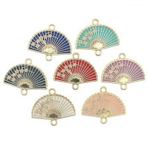 10pcs/Set Chinese style Charm Enamel Plum Flower Fan Pendant Necklace Fit DIY Bracelet Jewelry Making Fashion Accessories Gifts