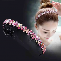 Unisex Alice Hairband Bezel Headband Men Women Sports Hair Band Hoop Top Metal Double Bangs Flower Rhinestone Hair Accessories