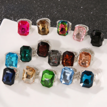 2020 personalized and elegant ladies big ring, big glass stone, multiple colors for women, fashionable elastic elastic finger ri