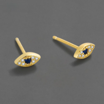 LIVVY Silver Color Simple Punk Blue Zircon Demon Eyes Stud Earrings for Women Unique Charm Fashion Party Jewelry Gift