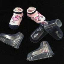 20 Pcs/lot Plastic Transparent Foot Model Sock Molds Paste Extrusion Display Gift Shoe Packaging 9/10/11/12cm Baby Booties Mould