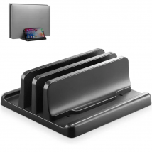 Dual-Slot Adjustable Vertical Laptop Stand ABS Plastic 4in1 Design Space-Saving for MacBook Chromebook Surface HP Dell Book iPad