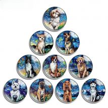 12mm 14mm 16mm 20mm 25mm 30mm 40mm 708 Painting Dog Mix Round Glass Cabochon Jewelry Finding 18mm Snap Button Charm Bracelet