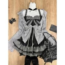 Sweet Lolita Early Autumn Three Piece Set Lace up Ruffles Cardigan Sexy Slim Fit Strapless Vest Tops High Waist Ruched Skirts