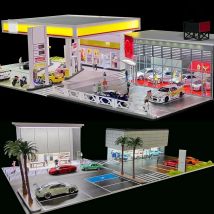 GFans 1/64 Scale Car Garage Miniatures Model Car Parking Lot Diecast Scene Display Vehicle Scene Toy Background Collection
