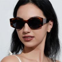 SO&EI Fashion Cat Eye Trending Women Shades UV400 Sunglasses Retro Tea Leopard Men Sun Glasses