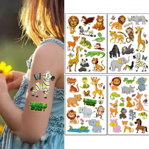 Animal Tattoos Sticker Forest Safari Birthday Party Jungle Theme Decor Wild One First 2 3 4 5 Year Children Birthday Decoration