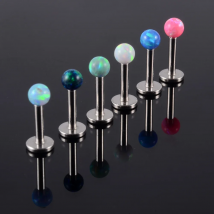 1PC Surgical Steel Earring Opal Balls Labret Beads Ear Tragus Cartilage Helix Flat Base Lip Studs Fashion Body Piercing Jewelry