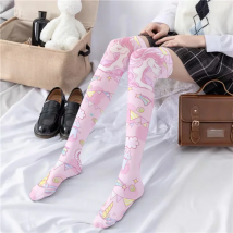 New Unicorn Print Women Stockings Fashion Sexy High Tube Cute Girls Over The Knee Stockings Pink Cartoon Nylon Silk Long Socks