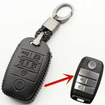 FLYBETTER Genuine Leather 6Button Smart Key Case Cover For Kia Sedona/Grand/Carnival/Sorento L580