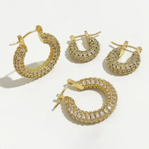 Peri'sBox  Large Small Chunky Hoop Earrings Set With Zircon Huggie Earring Hoops Unusual Cute Trendy Earrings For Women Gifts