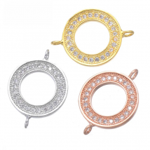 Supplies For Jewelry Copper Zircon Rhinestone Simple Round Circle Connectors For DIY Bracelets Necklaces Earrings Jewelry Making