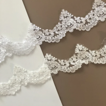 Delicate 2Yards White/Ivory Cording Flower Venise Venice Mesh Lace Trim Applique Sewing Craft for Wedding Dress Decoration 7CM