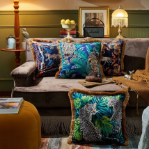 Retro Jungle Animal Collection Cushion Cover Luxury Gold Tassel Fringe Satin Pillowcase Tiger Leopard Sofa Couch Home Decor