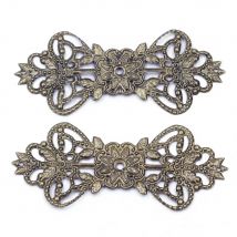 5Pcs Flower Embellishments Filigree Wraps Hollow Alloy Bronze Tone Crafts Connectors For Scrapbooking Jewelry DIY 74mm