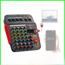 DM4 6 Channel Audio Mixer DJ Consoler with 48V Phantom, Bluetooth , USB To PC Record Playback, For Live Karaoke,Outdoor Party.
