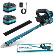 Tagliasiepi a Batteria con 2 Batterie 21V 8000mAh, Tagliasiepi Elettrico 600W Motore Brushless, Taglia Siepi da Giardino a Batteria con Lunghezza di Taglio 52cm, Taglio Diametro 15 mm