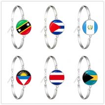 Guatemala,Bahamas,Cuba,Costa Rica,The Federation of Saint Kitts and Nevis,Antigua and Barbuda National Flag Glass Chain Bracelet