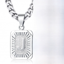 Sliver Color Initials Name Pendant Necklace Alphabet Letter A J K Charm 3mm/5mm Cuban Link Chain Dropshipping  GPM11C