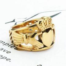 Claddagh Style Hand to Hold a Heart with Crown Ring 316L Stainless Steel Jewelry Celtic Knot Biker Women Ring