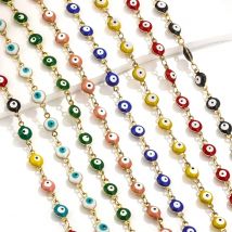 1 Meter/Lot Width 6mm Stainless Steel Eye Connection Dopamine Colour Enamel Chain DIY Bracelets and Necklaces Jewellery Making