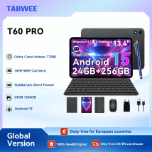 TABWEE T60 PRO Android 15 Tablet mit Tastatur – 13,4 Zoll 8 GB + 256 GB (2 TB TF), 10.000 mAh, 16 MP + 8 MP, mit Bluetooth-Maus, Tastatur