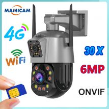 Kamera 3G 4G SIM IP WIFI Zewnętrzna Dwuobiektywowa PTZ 36-krotny Zoom Optyczny Wykrywanie Ludzi AI Nadzór Kolorowy Tryb Nocny Bezprzewodowa Podwójna