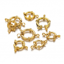 4Pcs Stainless Steel Round Spring Ring Clasps Hooks For Clasp 8 Connectors Bracelet Necklace DIY Jewelry Making