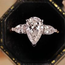 Waterdrop Shape Full Moissanite Engagement Rings for Women 925 Sterling Silver Wedding Band Jewelry Pear Cut Diamond with GRA