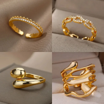 2025 Korean Fashion Adjustable Stainless Steel Rings For Women Simple Engagement Wedding Rings Fashion Jewelry Accessories Gift