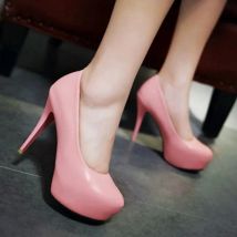 QPLYXCO  Big Size 49 50 Patent Leather Super High Heels Women Sexy Fashion Pumps Wedding white Pink Platform Shoes16-1