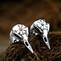 Vintage Viking Compass Ring For Men Biker Nordic Odin Stainless Steel Ravens Skull Ring Viking Jewelry Amulet Gift New 2021