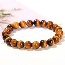 JD Natural Yellow Tiger Eye Beaded Bracelet Men Women Fashion Round Stone Charm Buddha Elastic Strand Bangles Handmade Jewelry
