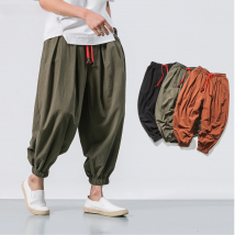 FGKKS Spring Men Loose Harem Pants Chinese Linen Overweight Sweatpants High Quality Casual Brand Oversize Trousers Male