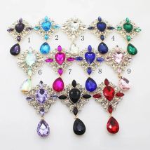 New Mix Color Pendant Glass Metal Buttons 2Pcs/Lot Flatback Brooch Crystal Button 38 x 65mms Gold Accessories Decoration