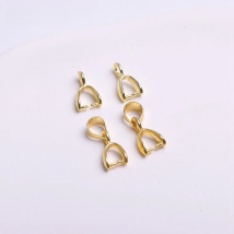 18K Gold Plating Pinch Pendant Bail Brass Pendant Clasps Pinch Clip Bail Hooks Connector Necklace Making Findings