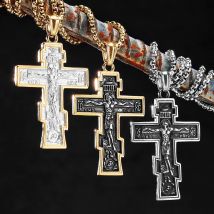 INRI Jesus Cross Amulet Stainless Steel Men Women Necklaces Pendants Chain Amulet Punk Trendy Jewelry Creativity Gift Wholesale