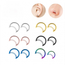Moon Zircon Earrings G23 Titanium Nose Ring Septum Nose Hoop Ear Cartilage Perforated Body Decoration Fashion Ladies Accessories